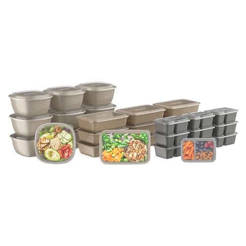 Bentgo Prep Meal Prep Kit - 60 Reusable Containers for Healthy Eating, BPA-Free - Gleam Metallics