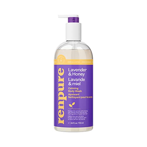 RENPURE Body Wash - Gentle Cleansing with Lavender & Honey, Plant-Based Formula - 24 Fl Oz