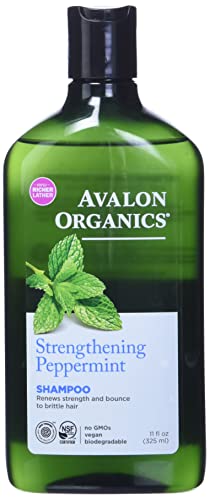 Avalon Organics Shampoo - Strengthens Weak Hair, Certified Organic, 11oz Peppermint Scent