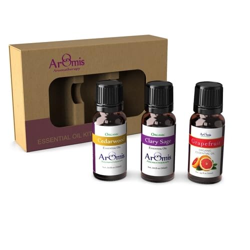 Aromis Essential Oils Meditation Kit - Premium Cedarwood, Clary Sage, Grapefruit - 3x10ml