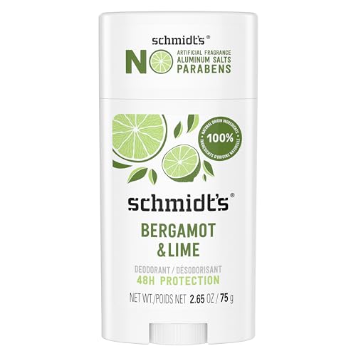 Schmidt's Natural Deodorant - 24-Hour Odor Protection, Bergamot & Lime, Vegan - 2.65 oz