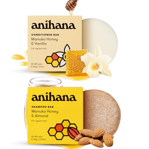 ANIHANA Shampoo & Conditioner Bar Set - Deep Cleansing, Softening, Natural Ingredients - 80 Washes