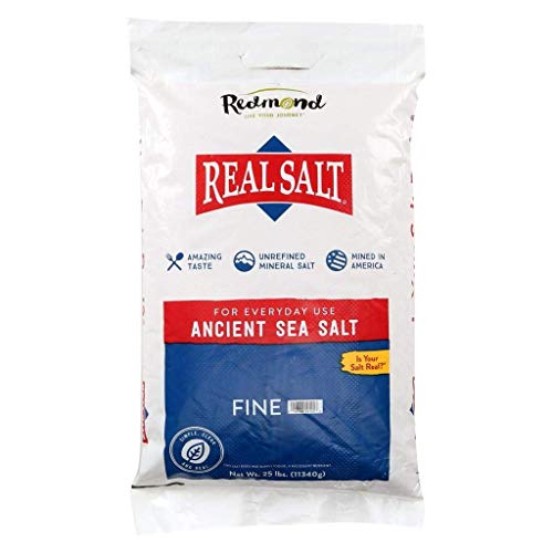 Redmond Real Sea Salt - Naturally Sweet Flavor, Trace Minerals, Gluten Free - 25 lb Fine Bag