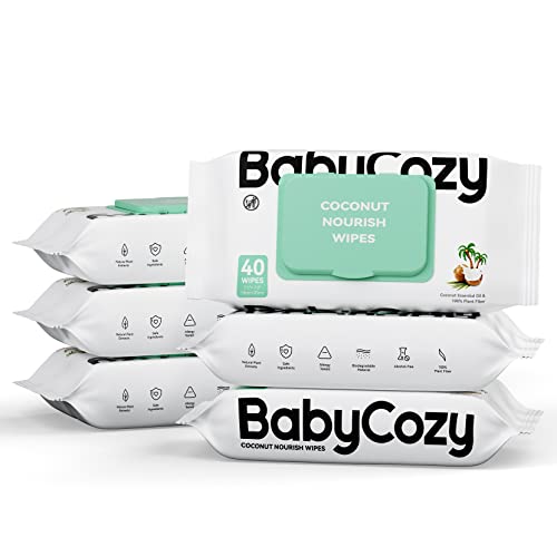 Babycozy Sensitive Baby Wipes - Nourishing Coconut & Plant Fiber, Hypoallergenic - 240 ct