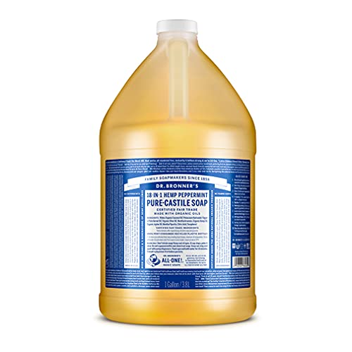 Dr. Bronner's Pure-Castile Liquid Soap - Organic Oils, 18-in-1 Versatility - Peppermint, 1 Gallon