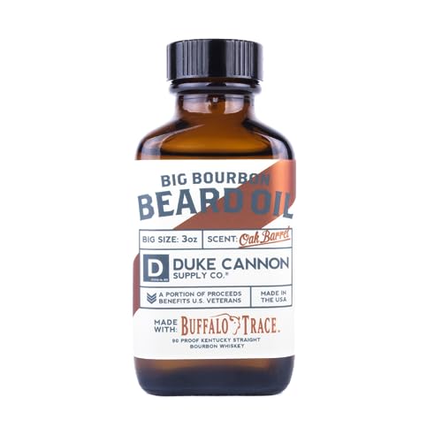 Duke Cannon Big Bourbon Beard Oil - Softens & Conditions, Organic Oils, Oak Barrel Scent - 3 oz