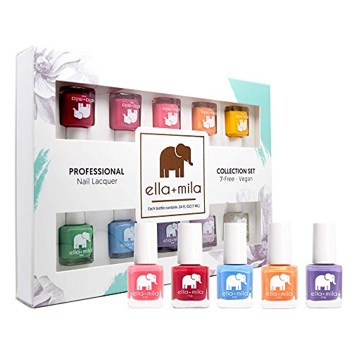 ella+mila Nail Polish Set - Quick Dry, Long-Lasting & Non-Toxic - 10 Colors, 0.24 fl oz Each