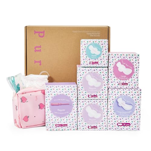 PurComfy Feminine Care Set - 100% Cotton Comfort, Reliable Absorbency, 98-Piece Kit for Teens