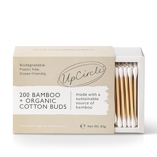 UpCircle Bamboo Cotton Buds - Biodegradable, Plastic-Free, Multi-Purpose - 200 Count