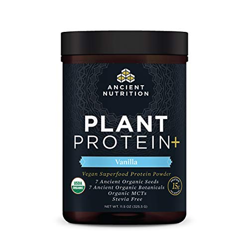 Ancient Nutrition Plant Protein Powder - 15g Protein, Vegan, Non-GMO, Vanilla Flavor - 11.5oz