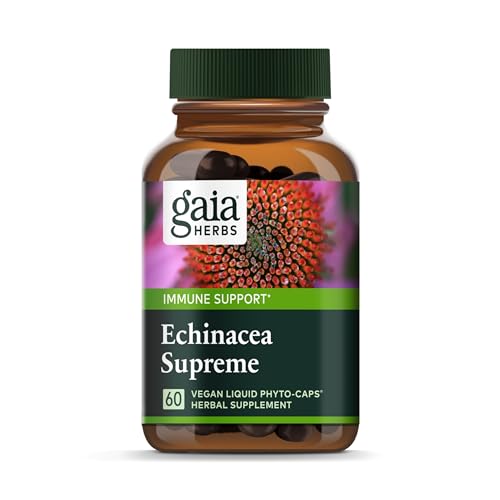 Gaia Herbs Echinacea Supreme - Immune Support with Purity-Tested Ingredients - 60 Vegan Caps