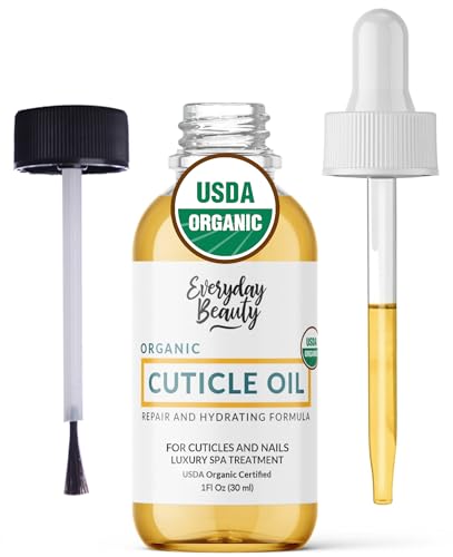 Organic Cuticle & Nail Oil - Repair & Hydrate, USDA Certified Organic - 1 Fl Oz with Brush