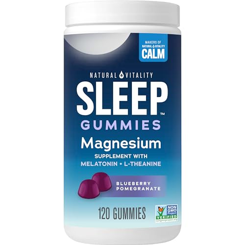 Natural Vitality Sleep Gummies - Relaxing Magnesium with Melatonin & L-Theanine, 120 Count