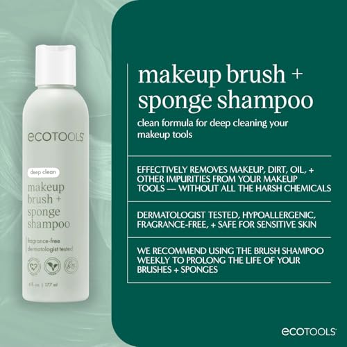 EcoTools Makeup Brush Cleaner - Removes Makeup & Impurities, Fragrance-Free - 6 fl. oz.