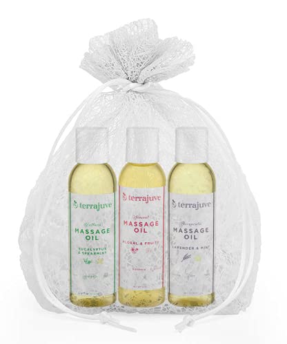 Aromatherapy Massage Oil Set - Soothing Blends, Organic Ingredients - 3 Pack in Organza Bag