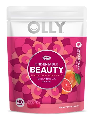 OLLY Undeniable Beauty Gummies - Supports Hair, Skin & Nails, Grapefruit Flavor - 60 Count