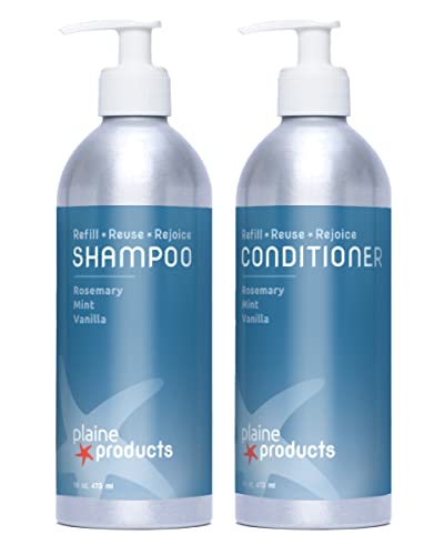 Vegan Shampoo & Conditioner Set - Nourishing, Biodegradable, Refillable - Rosemary Mint Vanilla 16oz