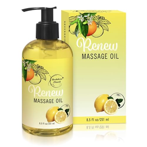 Brookethorne Naturals Massage Oil - Refreshing Citrus Blend, Hydrating Oils - 8oz