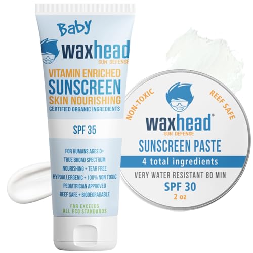 Waxhead Baby Sunscreen - Broad Spectrum Protection, Non-Toxic Ingredients, 25% Zinc Oxide - 3oz