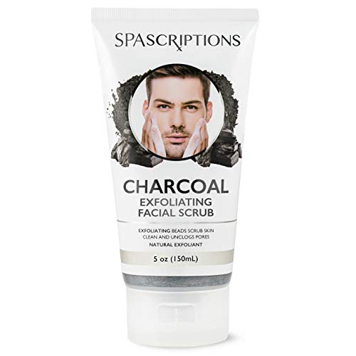 Spascriptions Charcoal Facial Cleanser - Exfoliates with Walnut Shells, pH Balanced - 5 Oz