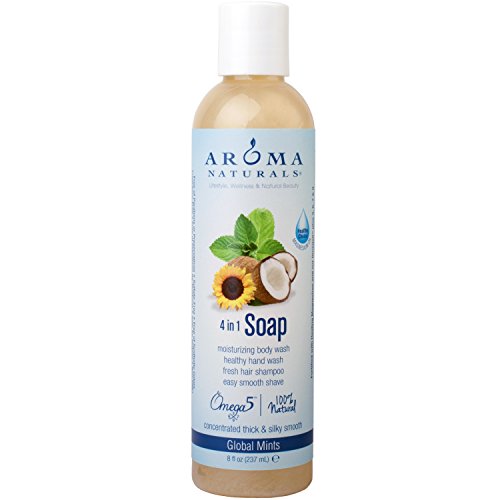 Aroma Naturals 4-in-1 Castile Liquid Soap - Moisturizing Body Wash & Shampoo, Global Mints - 8oz