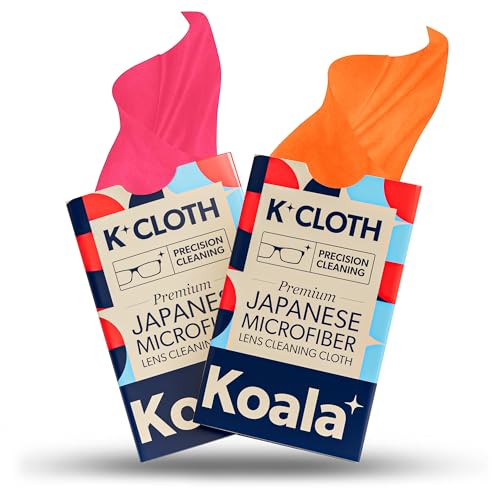 Koala Microfiber Cleaning Cloth - Superior Lens Care, Washable & Lint-Free - Pink & Orange, 2-Pack