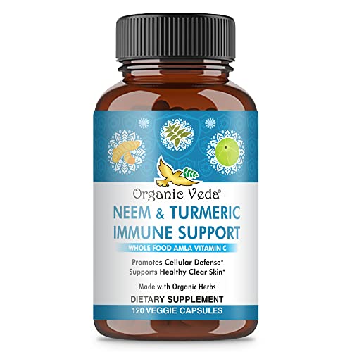 Organic Veda Immune Defense Capsules - Supports Cellular Health & Clear Skin - 120 Vegan Caps