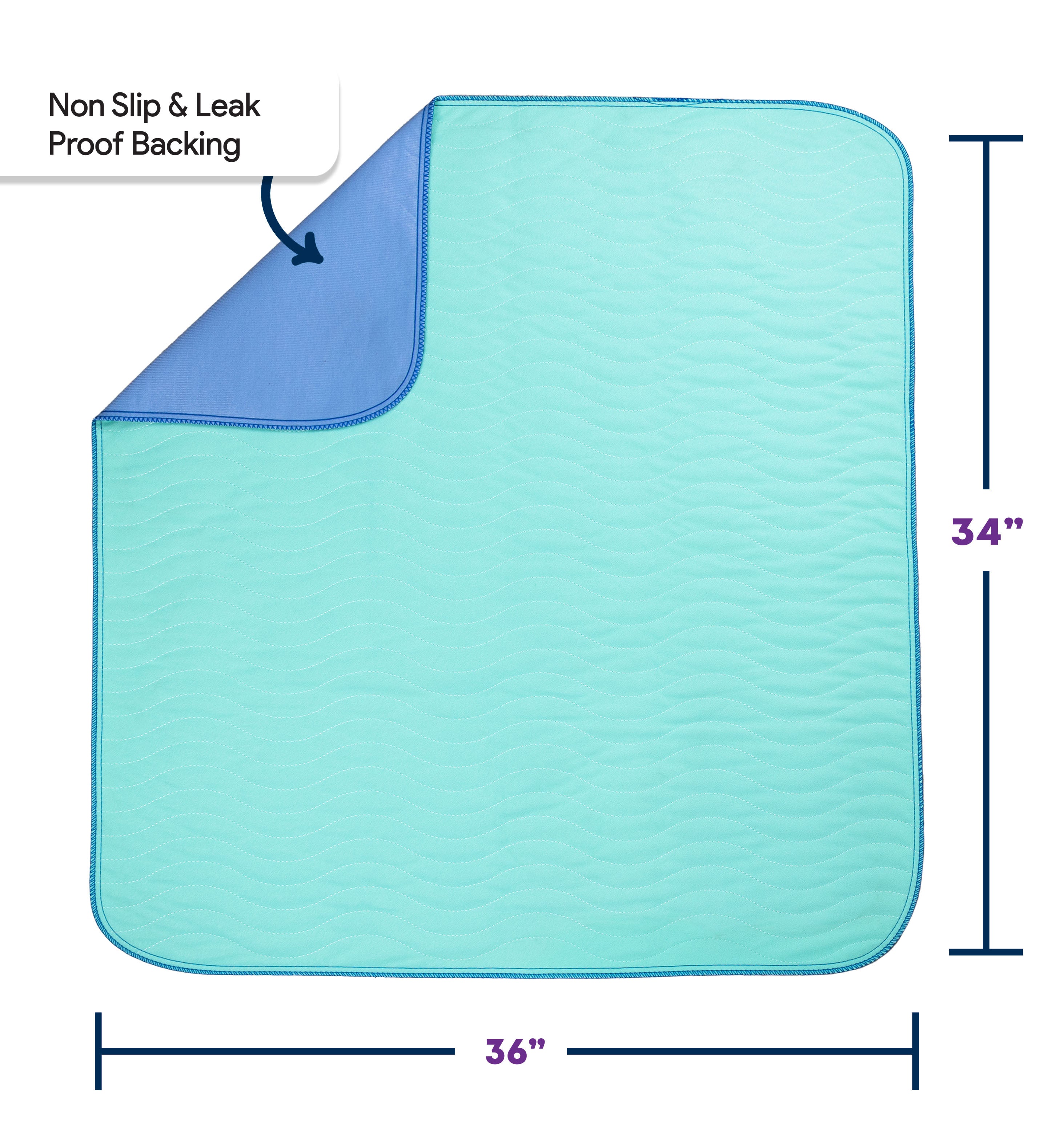 Pack of 2 Washable Underpads - 34" x 36" - Medium