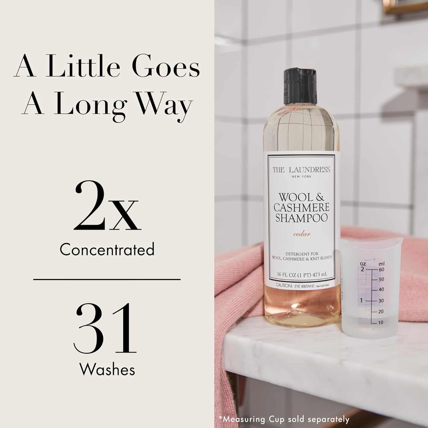 The Laundress Wool & Cashmere Shampoo - Double Concentrated, Cedar Scent, Bio-based - 16 Fl Oz