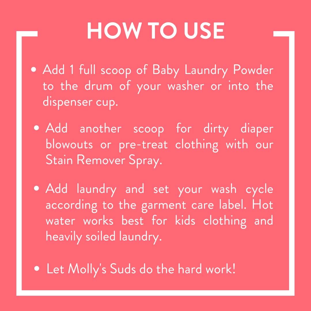 Molly's Suds Baby Laundry Powder - Gentle Stain Removal for Newborns, Hypoallergenic - 79oz