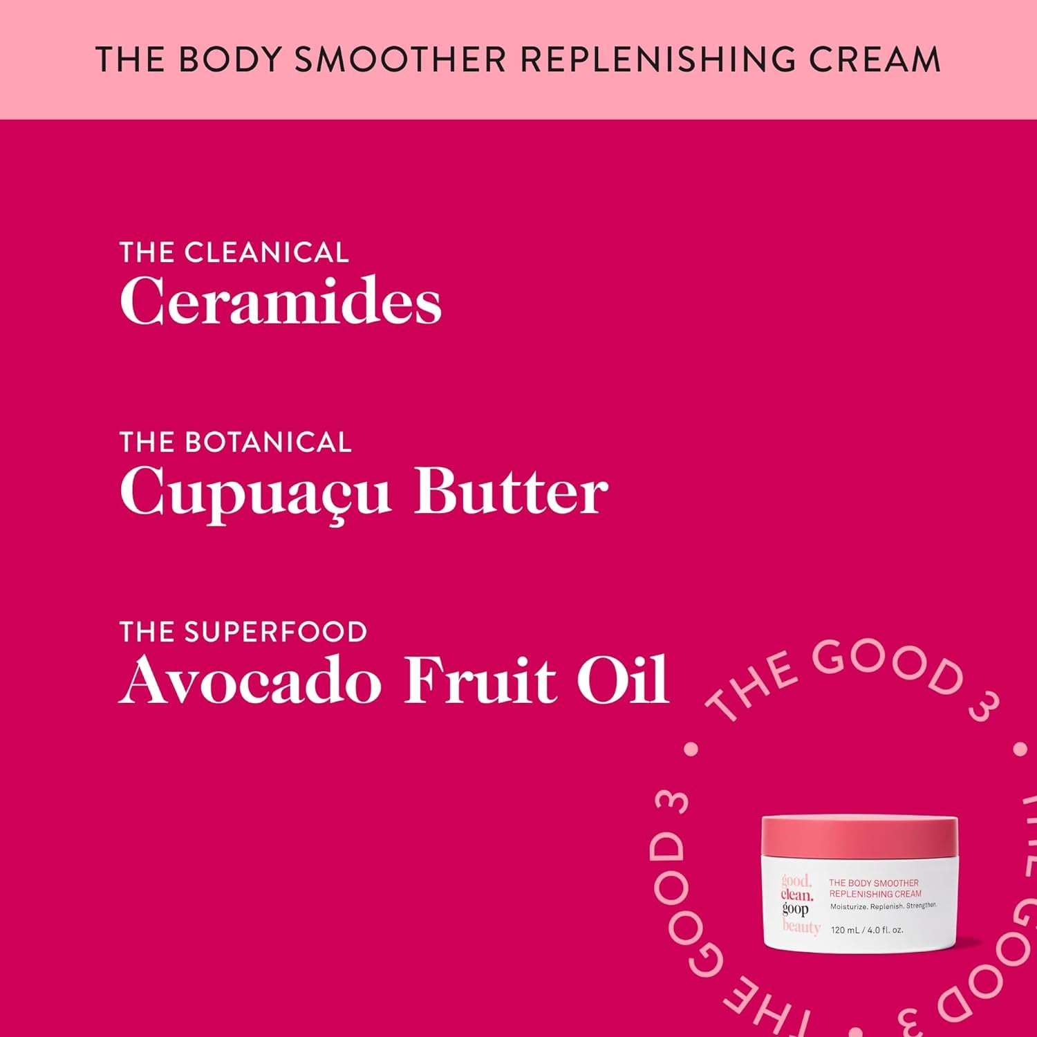 Beauty the Body Smoother Replenishing Cream | Hydrating Moisturizer for Dry Skin | Ceramides, Cupuacu Butter, & Avocado Oil | Fine Lines and Wrinkles Treatment | Cruelty-Free | 4 Oz