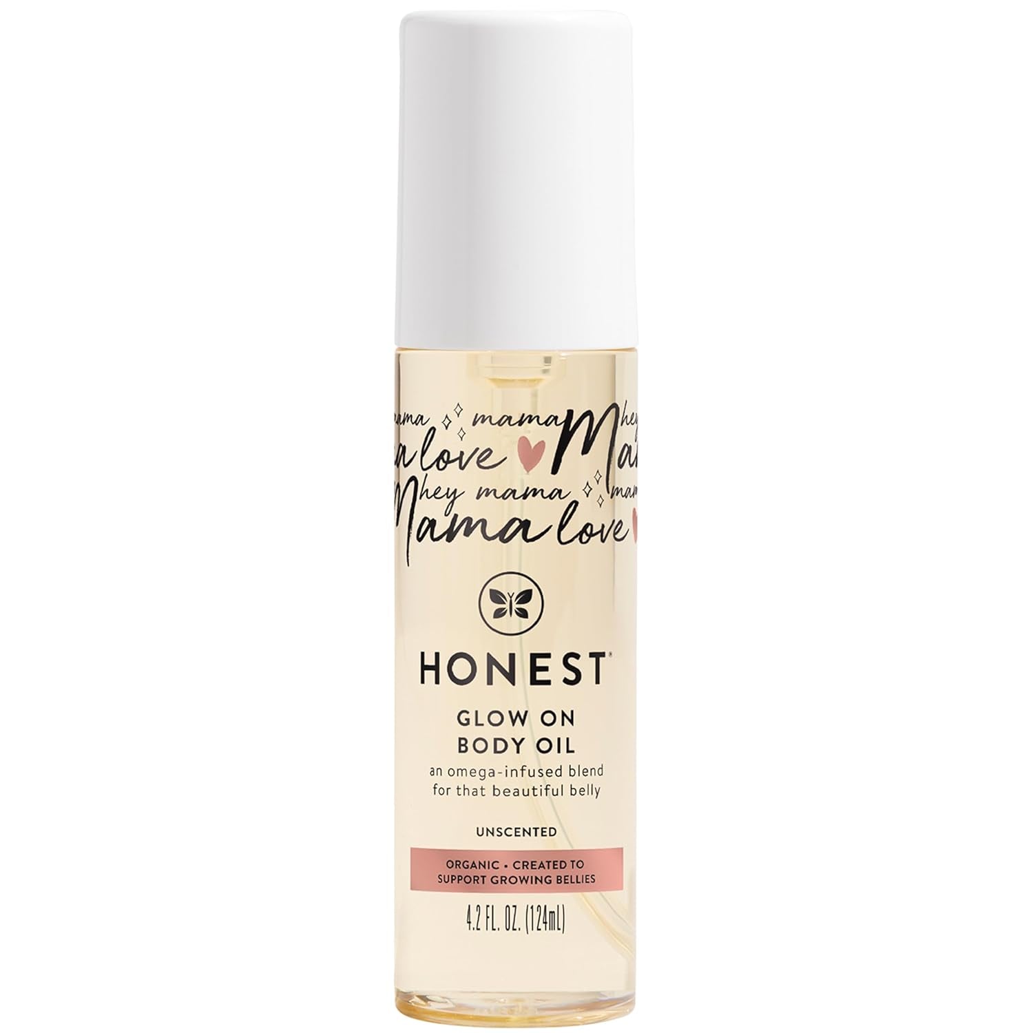 Honest Mama Glow on Body + Belly Oil | Organic, Plant-Based, Hypoallergenic, Omega-Infused | 4.2 Fl Oz