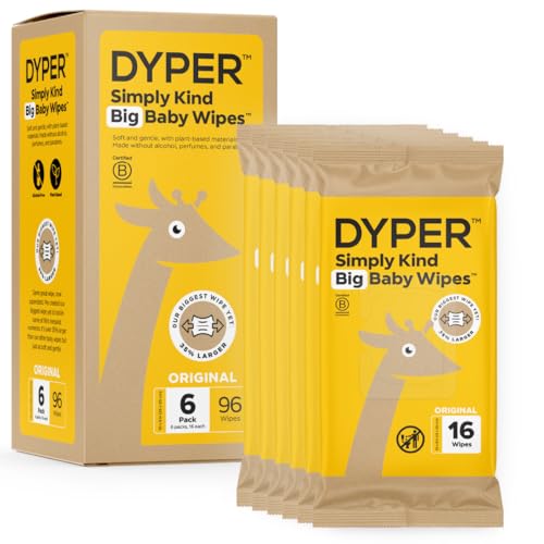 DYPER Size 3 Bamboo Baby Diapers & 96 Big Wipes - Soft, Absorbent, Safe for Sensitive Skin