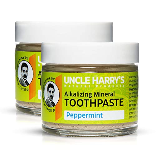 Uncle Harry's Peppermint Toothpaste - Natural Whitening & Breath Freshening, Vegan - 2 Pack