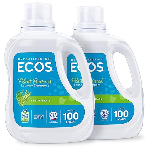 ECOS Laundry Detergent - Hypoallergenic, Plant-Powered, EPA Safer Choice - Lemongrass, 100 Fl Oz