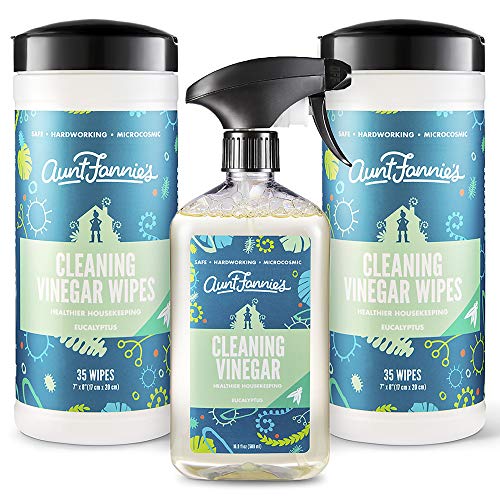 Aunt Fannie's Vinegar Cleaning Bundle - Non-Toxic Spray & Biodegradable Wipes - Eucalyptus