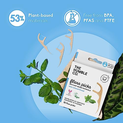 The Humble Co. Floss Picks - Plant-Based Oral Care, Cruelty-Free, Mint Flavor - 200 Count