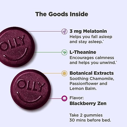 OLLY Sleep Gummy - Fall Asleep Naturally with Melatonin, L-Theanine & Botanicals - 50 Count