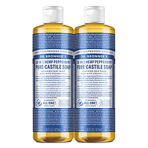 Dr. Bronner's Body Soap - Made with Organic Oils, 18-in-1 Uses, Vegan, 2-Pack, 16oz