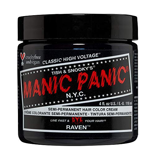 MANIC PANIC Raven Black Hair Dye - Cool-toned Vegan Color, PPD & Ammonia Free - 4oz