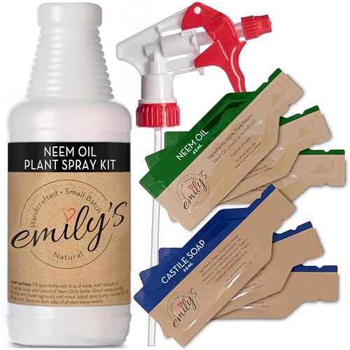 Emily's Naturals Neem Oil Spray Kit - Non-Toxic Plant Treatment, Biodegradable Ingredients - 48oz