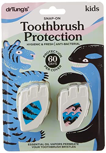 Dr. Tung's KIDS Toothbrush Sanitizer - Natural Antibacterial Vapors, Fits Most Brushes - 2 Count