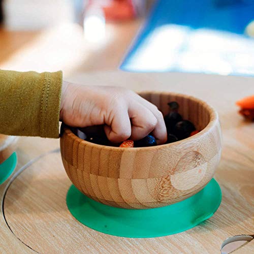 Avanchy Bamboo Baby Bowl & Silicone Cup - Safe Feeding, Easy Clean, Includes Straw - 8oz