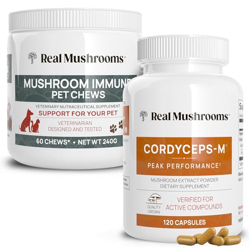 Real Mushrooms Cordyceps & Pet Chews - Energizing, Immune Support - Vegan, Non-GMO - 120ct + 60ct