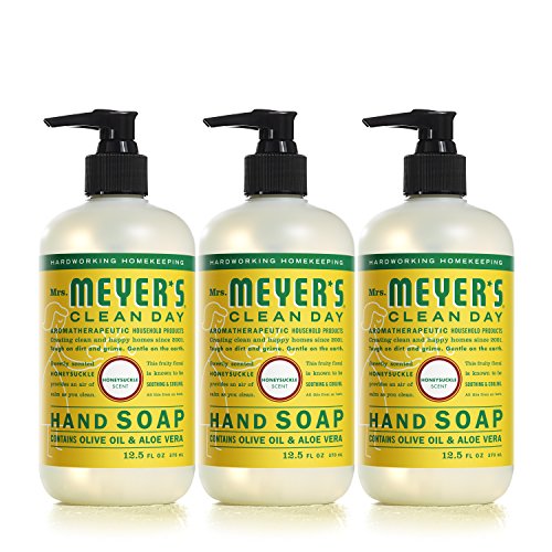 Mrs. Meyer's Hand Soap - Essential Oils, Aloe & Olive Oil, Honeysuckle Scent - 3 Pack, 12.5 fl oz