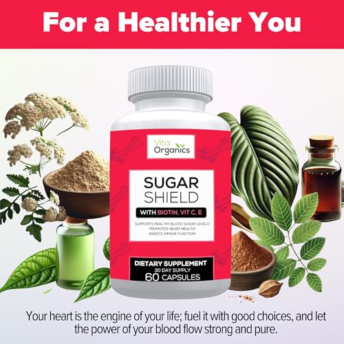 Sugar Shield Dietary Supplement - Metabolism & Blood Support with 20 Nutrients - 360 Veggie Caps