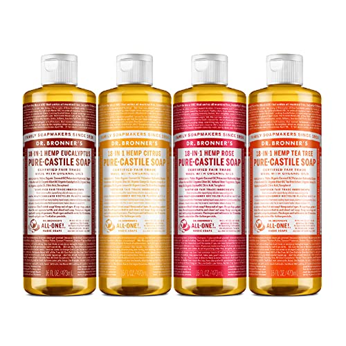 Dr. Bronner's Body Soap Variety Pack - Organic Ingredients, No Synthetic Additives - 16oz, 4-Pack