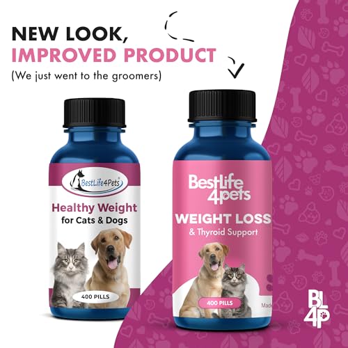 BestLife4Pets Weight & Thyroid Support - Natural Appetite Control, Metabolism Boost - 400 Pills