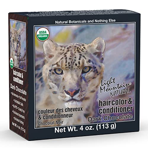 Light Mountain Henna Hair Dye - Nourishing Dark Chocolate Color, Organic & Vegan - 4 Oz