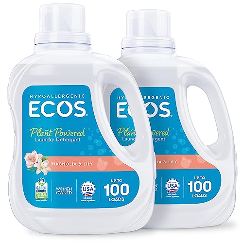 ECOS Laundry Detergent - Hypoallergenic, Plant-Powered, EPA Safer Choice - 200 Loads, Magnolia Lily